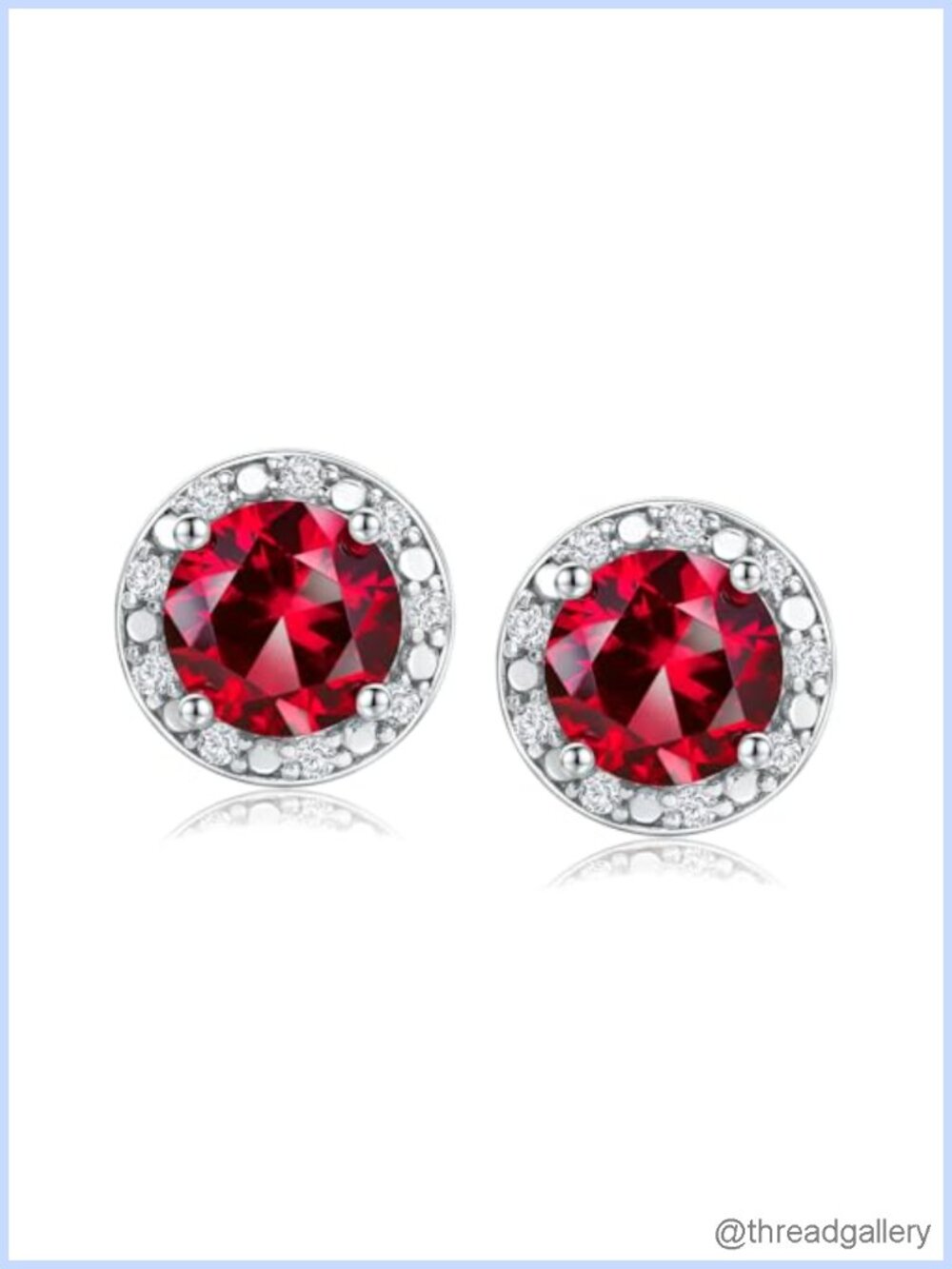 925 Sterling Silver Birthstone Halo Stud Earrings Round Cut Gemstone
